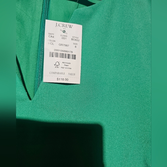 J.Crew NWT Elegant Green Sleeveless Dress Size 8 PTP 19 - Picture 4 of 4